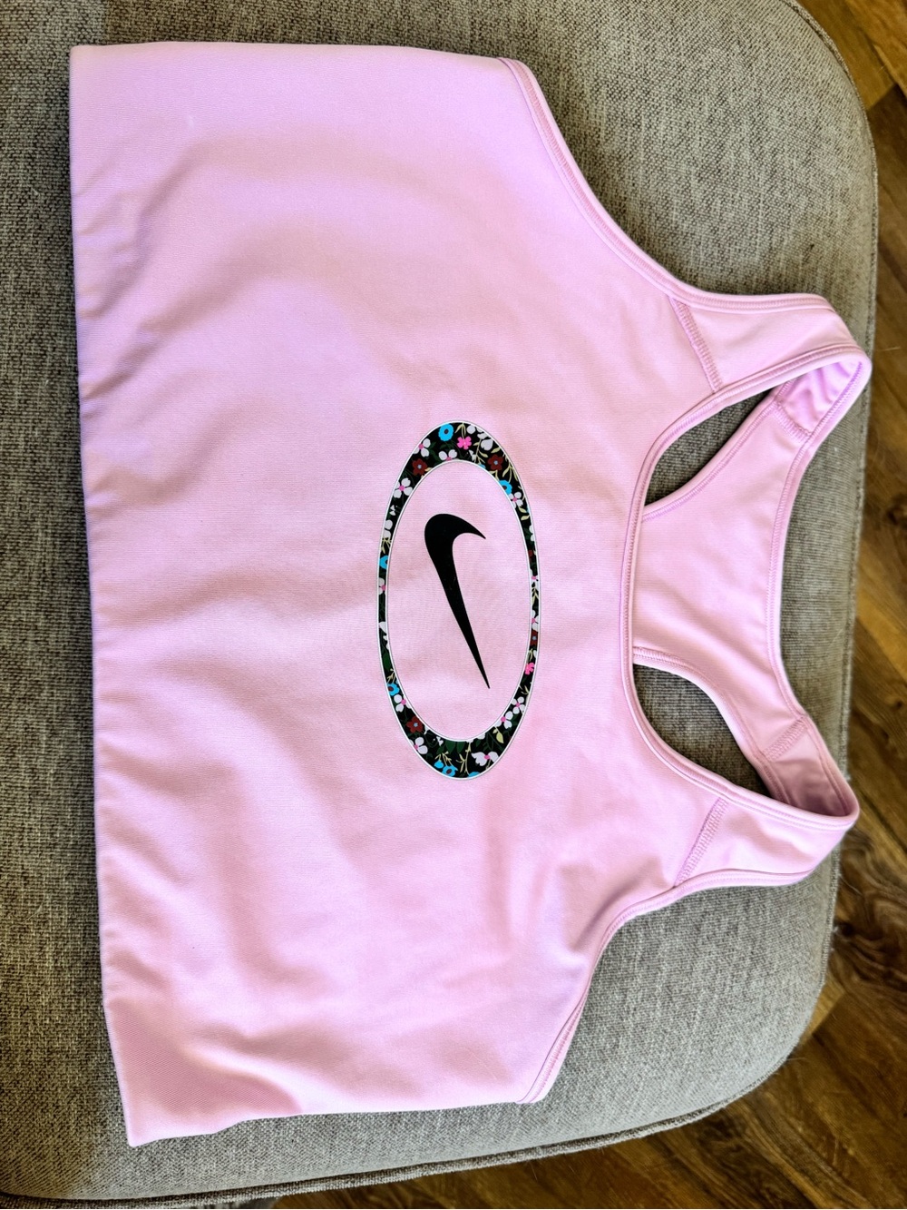 Nike Pink Floral Logo Racerback Sports Bra